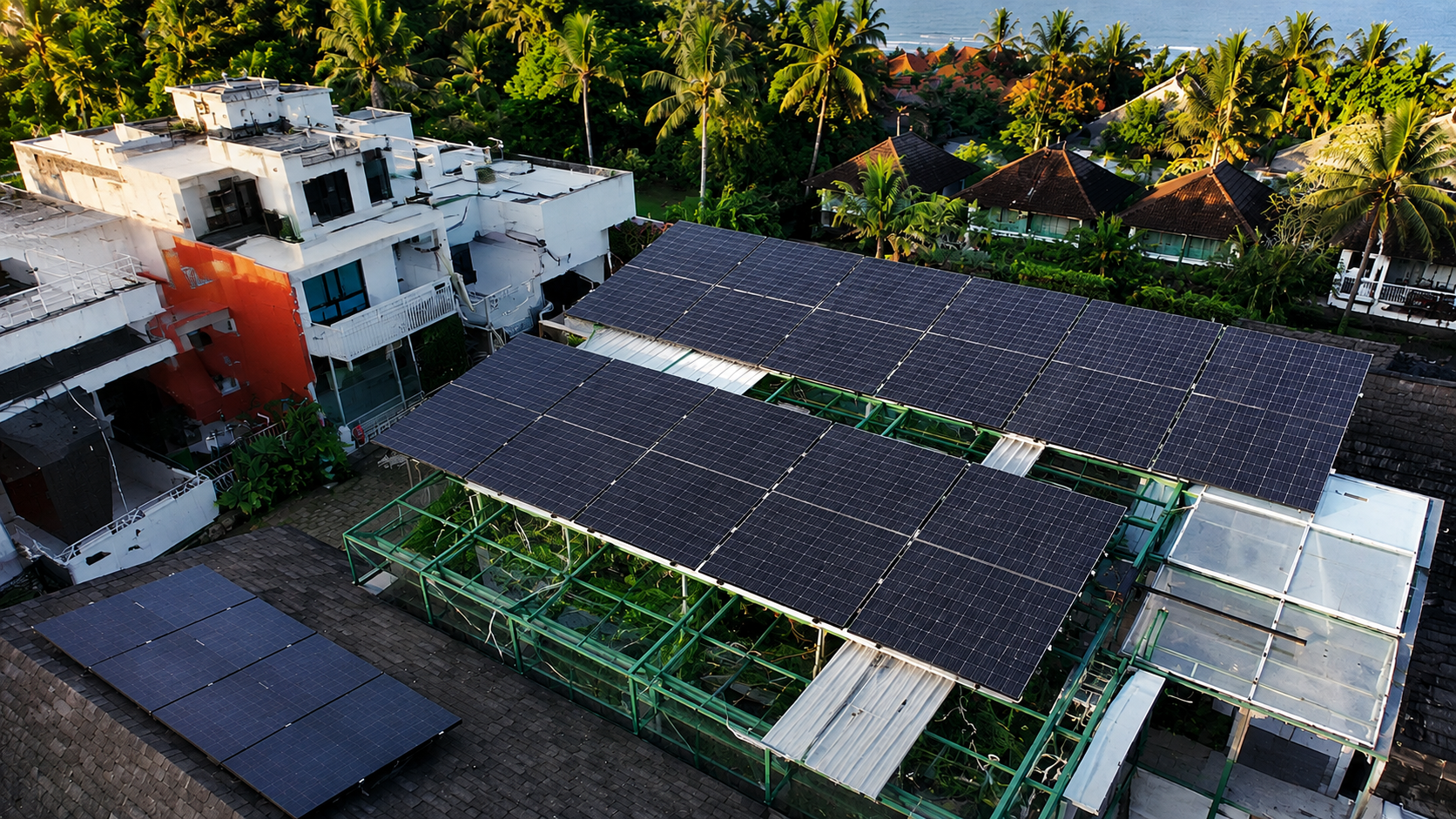 Solar Panel Bali hotel rooftop solar installation