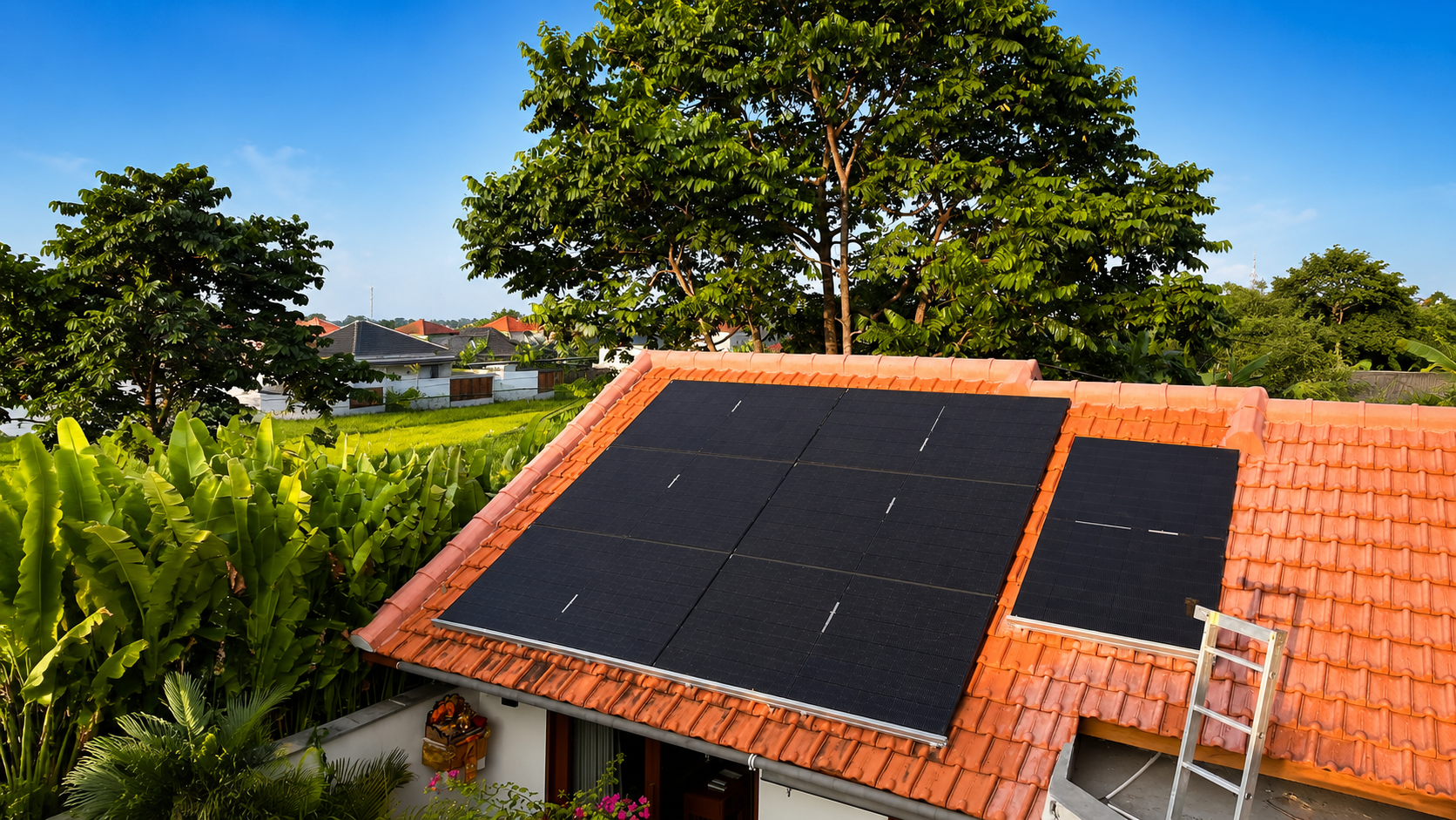 Solar Panel Bali villa rooftop installation