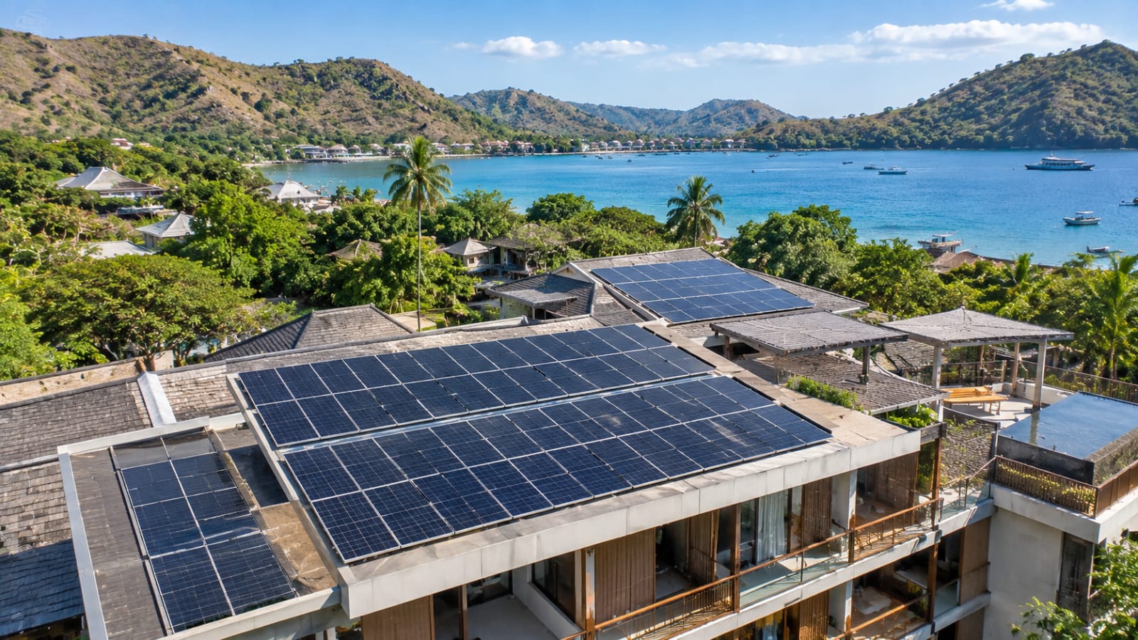 Solar Panel Labuan Bajo hotel rooftop installation