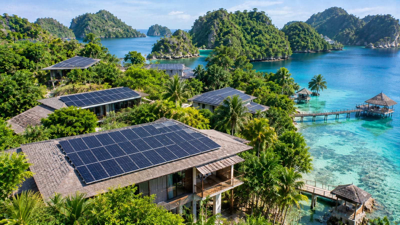 Solar Panel Raja Ampat eco resort installation
