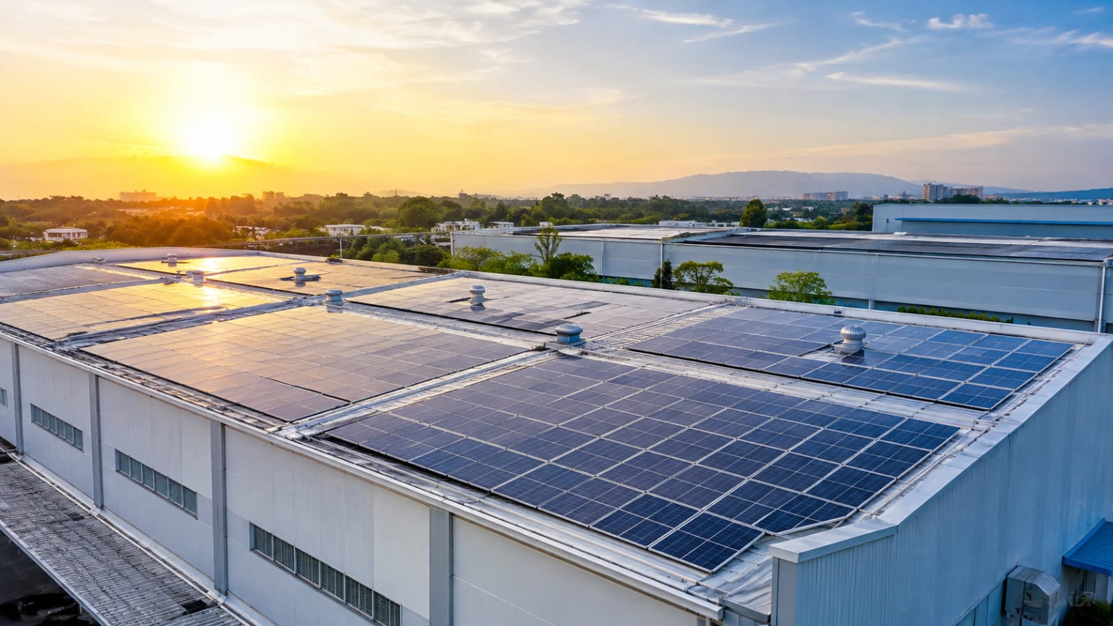 Solar Panel Surabaya factory rooftop installation
