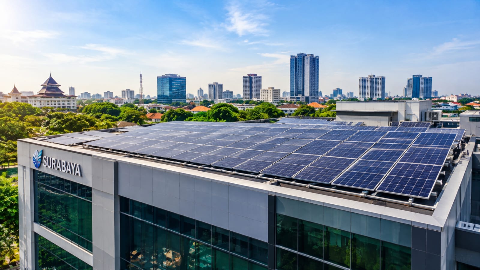 Solar Panel Surabaya office building installation