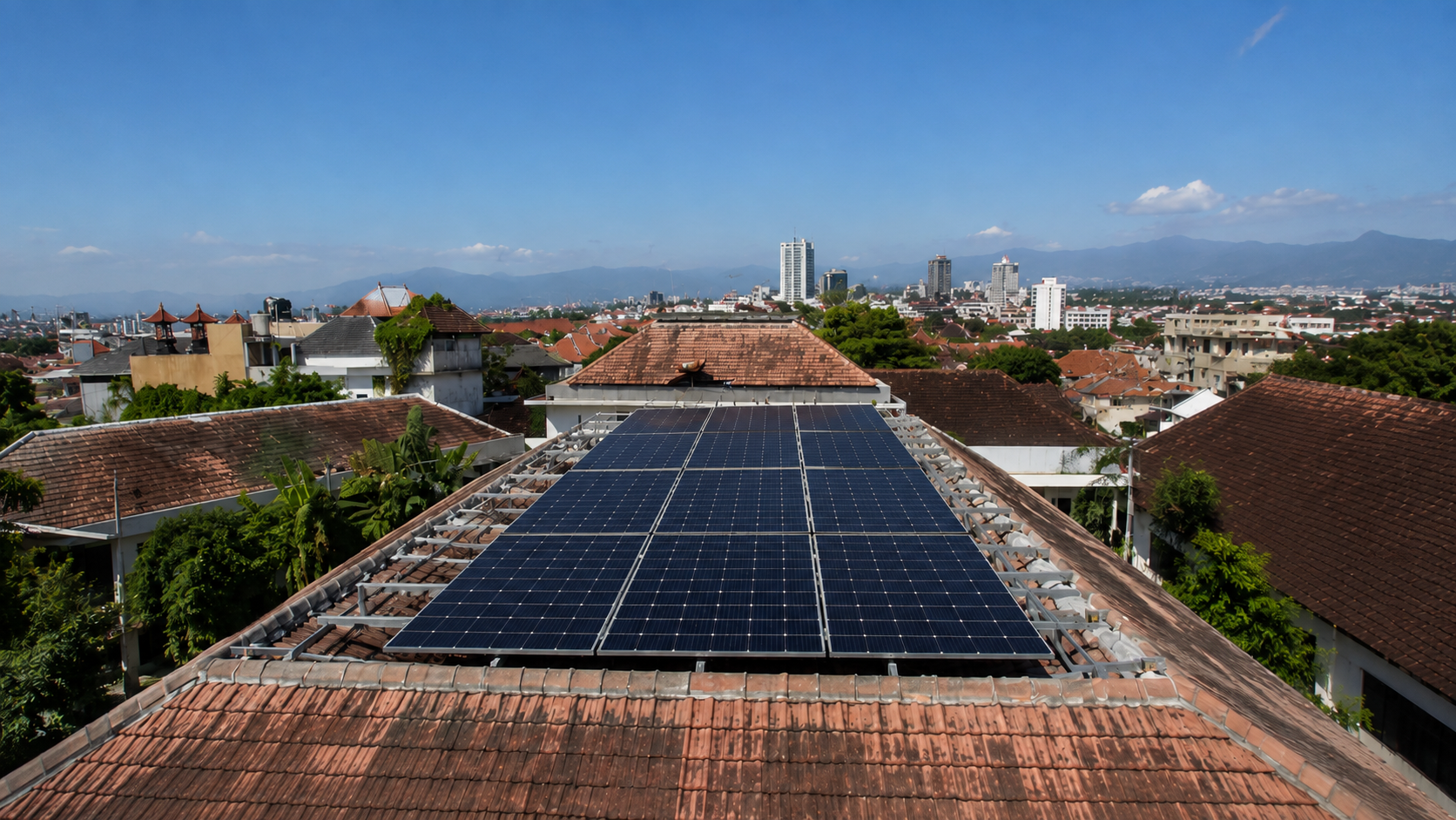 Solar Panel Bandung office building installation